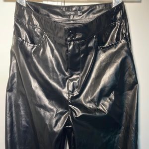 WIDE LEG CROC LEATHER LOOK TROUSERS
